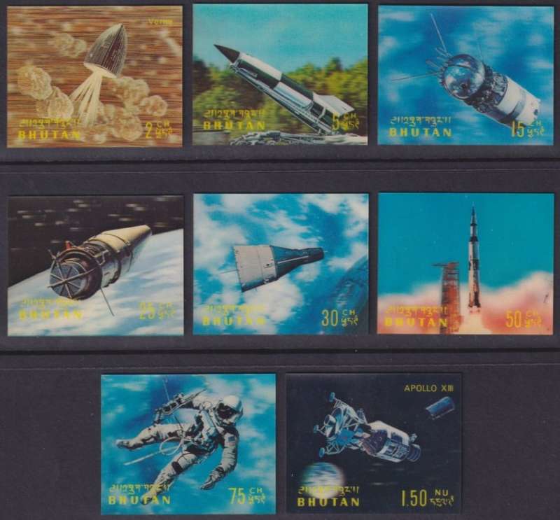 BHUTAN - 1970 Conquest of Space 3D stamps (MNH)